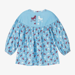 Molo-بلوزة بناتية زرقاء بطبعة الفروسية | Childrensalon Outlet