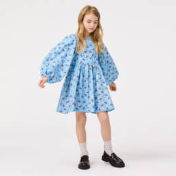 Molo-فستان أزرق بنقشة الخيول للبنات | Childrensalon Outlet