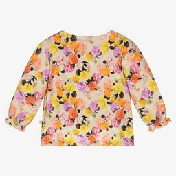 Molo-Girls Beige Floral Cotton Top | Childrensalon Outlet