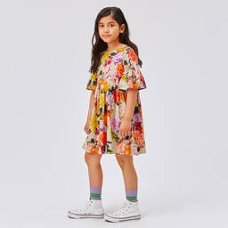 Molo-Бежево-оранжевое хлопковое платье с розами | Childrensalon Outlet