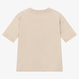 Molo-Girls Beige Organic Cotton T-Shirt | Childrensalon Outlet