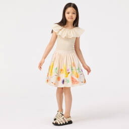 Molo-Girls Beige Poplin Fruit Skirt | Childrensalon Outlet