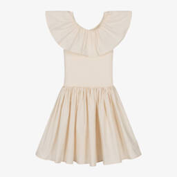 Molo-Girls Beige Ruffle Cotton Dress | Childrensalon Outlet