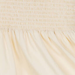 Molo-Girls Beige Shirred Organic Cotton Dress | Childrensalon Outlet