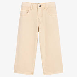 Molo-Girls Beige Straight Leg Jeans | Childrensalon Outlet