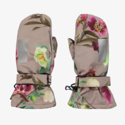 Molo-Girls Beige Winter Bloom Mittens | Childrensalon Outlet