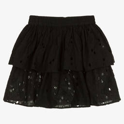 Molo-Girls Black Broiderie Anglaise Skirt | Childrensalon Outlet