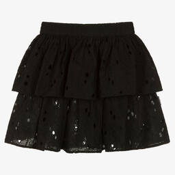 Molo-Girls Black Broiderie Anglaise Skirt | Childrensalon Outlet