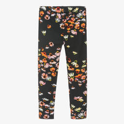 Molo-ليغنغز قطن جيرسي عضوي لون أسود بطبعة ورود للبنات | Childrensalon Outlet