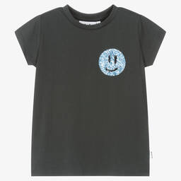 Molo-Girls Black Cotton T-Shirt | Childrensalon Outlet