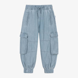 Molo-Girls Blue Chambray Trousers | Childrensalon Outlet
