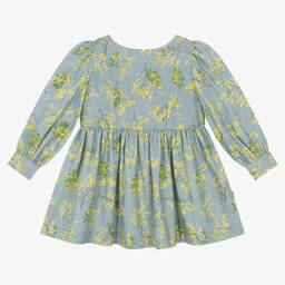 Molo-Girls Blue Cotton Floral Dress | Childrensalon Outlet