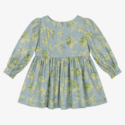 Molo-Girls Blue Cotton Floral Dress | Childrensalon Outlet