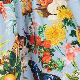 Molo-Girls Blue Cotton Floral & Fruits Dress | Childrensalon Outlet