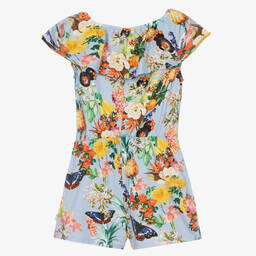 Molo-بلاي سوت قطن عضوي جيرسي لون أزرق بطبعة ورود | Childrensalon Outlet