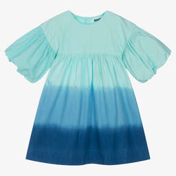Molo-Girls Blue Cotton Ombré Dress | Childrensalon Outlet