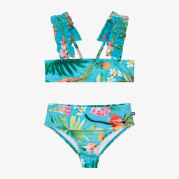 Molo-Girls Blue Floral Bikini (UPF50+) | Childrensalon Outlet