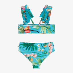 Molo-Girls Blue Floral Bikini (UPF50+) | Childrensalon Outlet