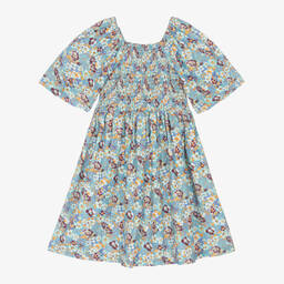 Molo-فستان قطن وفيسكوز تويل لون أزرق بطبعة ورود | Childrensalon Outlet