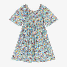 Molo-فستان قطن وفيسكوز تويل لون أزرق بطبعة ورود | Childrensalon Outlet