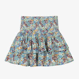 Molo-Girls Blue Floral Cotton Skirt | Childrensalon Outlet