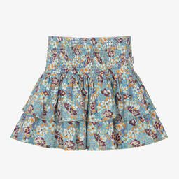 Molo-Girls Blue Floral Cotton Skirt | Childrensalon Outlet