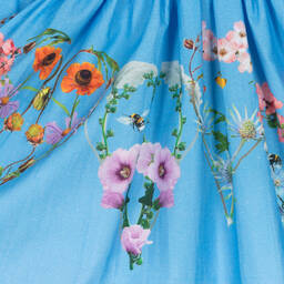 Molo-Girls Blue Floral Organic Cotton Dress | Childrensalon Outlet