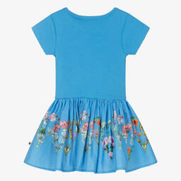 Molo-Girls Blue Floral Organic Cotton Dress | Childrensalon Outlet