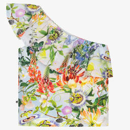 Molo-Голубой топ с оборкой и цветами | Childrensalon Outlet