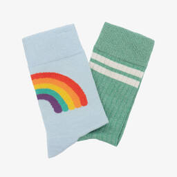 Molo-Girls Blue & Green Cotton Ankle Socks (2 Pack) | Childrensalon Outlet