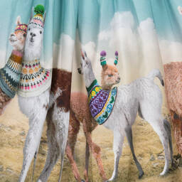 Molo-Girls Blue Organic Cotton Llama Skirt | Childrensalon Outlet