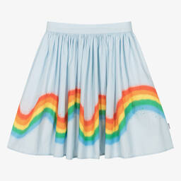 Molo-Girls Blue Organic Cotton Rainbow Skirt | Childrensalon Outlet