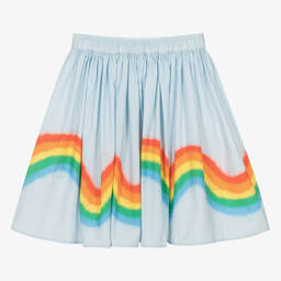 Molo-Girls Blue Organic Cotton Rainbow Skirt | Childrensalon Outlet