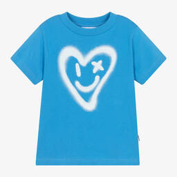 Molo-Girls Blue Organic Cotton T-Shirt | Childrensalon Outlet