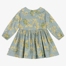 Molo-Girls Blue & Yellow Cotton Floral Dress  | Childrensalon Outlet