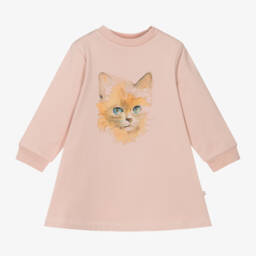 Molo-Girls Blush Cat Cotton Dress | Childrensalon Outlet