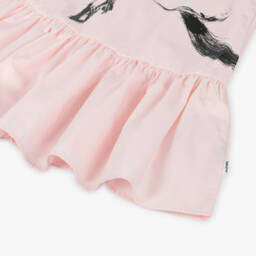Molo-Girls Blush Cotton Horse Print Dress | Childrensalon Outlet