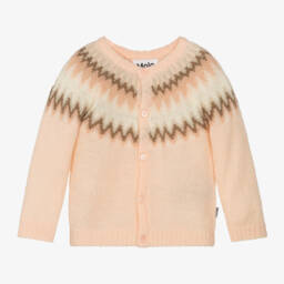 مولو-كارديغان بنقشة فير آيل صوف لون زهري للبنات | Childrensalon Outlet