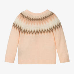 مولو-كارديغان بنقشة فير آيل صوف لون زهري للبنات | Childrensalon Outlet