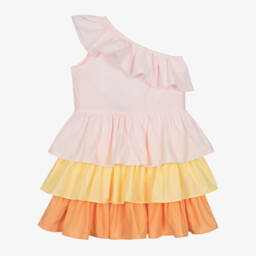 Molo-Girls Charming Pink & Yellow Ruffle Dress | Childrensalon Outlet