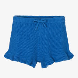 Molo-Girls Cobalt Blue Knitted Cotton Shorts | Childrensalon Outlet