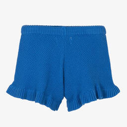 Molo-Girls Cobalt Blue Knitted Cotton Shorts | Childrensalon Outlet