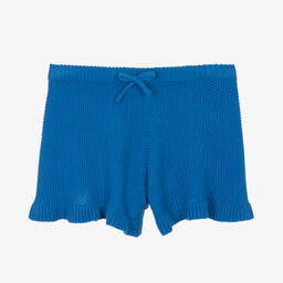 Molo-Girls Cobalt Blue Knitted Cotton Shorts | Childrensalon Outlet