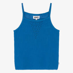 Molo-Girls Cobalt Blue Knitted Cotton Vest | Childrensalon Outlet