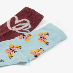 مولو-جوارب قطن لون أحمر وأزرق (عدد 2) | Childrensalon Outlet