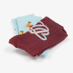 مولو-جوارب قطن لون أحمر وأزرق (عدد 2) | Childrensalon Outlet