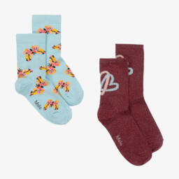 مولو-جوارب قطن لون أحمر وأزرق (عدد 2) | Childrensalon Outlet