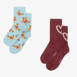 مولو-جوارب قطن لون أحمر وأزرق (عدد 2) | Childrensalon Outlet
