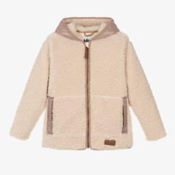 Molo-Girls Cozy Ivory Fleece Hoodie | Childrensalon Outlet