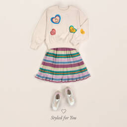 Molo-Girls Cream Heart-Embellished Sweatshirt | Childrensalon Outlet